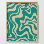 Liquid Swirl Retro Abstract Pattern in Mid Mod Turquoise Teal and Beige Serving Tray Gallery Image 1