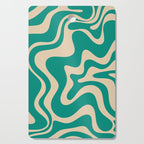 Liquid Swirl Retro Abstract Pattern in Mid Mod Turquoise Teal and Beige Cutting Board Gallery Image 1