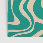 Liquid Swirl Retro Abstract Pattern in Mid Mod Turquoise Teal and Beige Poster Gallery Image 3
