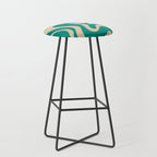 Liquid Swirl Retro Abstract Pattern in Mid Mod Turquoise Teal and Beige Stool Gallery Image 1