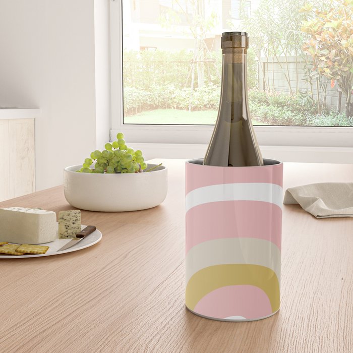 Splendid Rainbow in Golden Mustard Yellow, Pink, Taupe, and White Wine Chiller Gallery Image 4