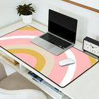 Splendid Rainbow in Golden Mustard Yellow, Pink, Taupe, and White Desk Mat Gallery Image 2
