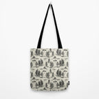 Black Alien Abduction Toile De Jouy Pattern Tote Bag Gallery Image 2