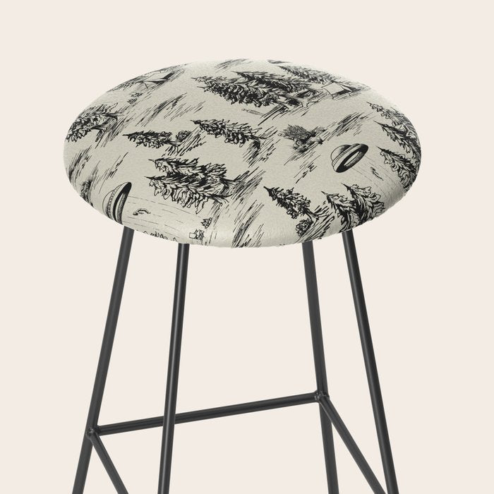 Black Alien Abduction Toile De Jouy Pattern Stool Gallery Image 2