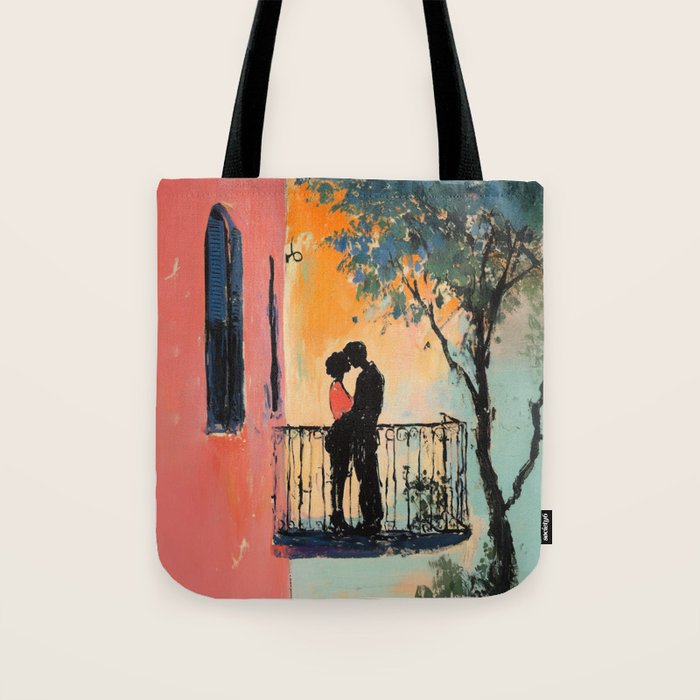 Sunset Balcony Lovers Tote Bag Gallery Image 1