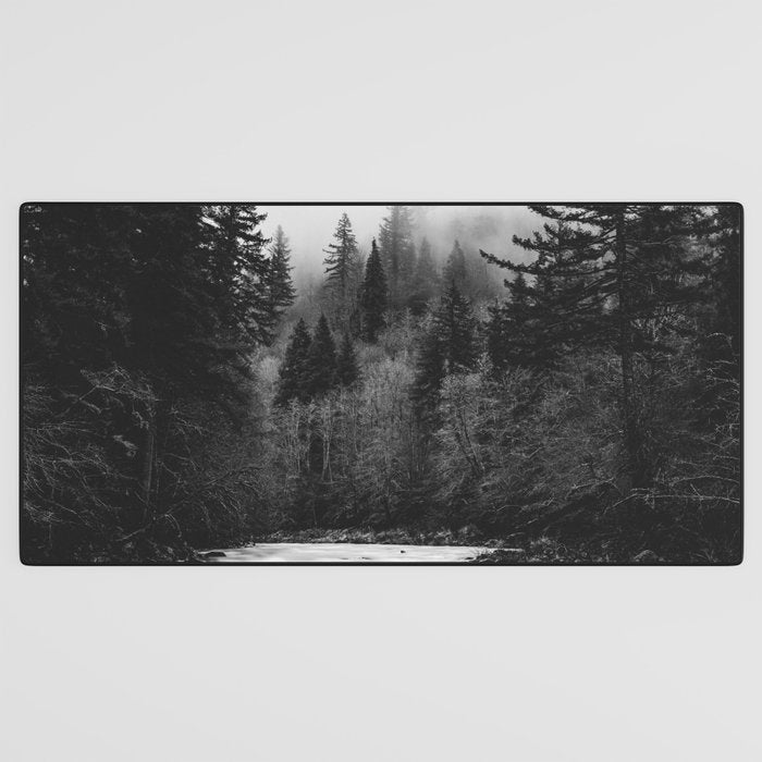 Pacific Northwest River - Black and White Nature Photography Desk Mat Gallery Image 3