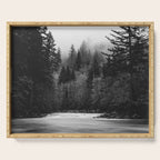 Pacific Northwest River - Black and White Nature Photography Serving Tray Gallery Image 1