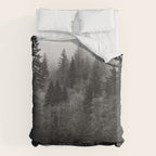 Pacific Northwest River - Black and White Nature Photography Duvet Cover Gallery Image 6
