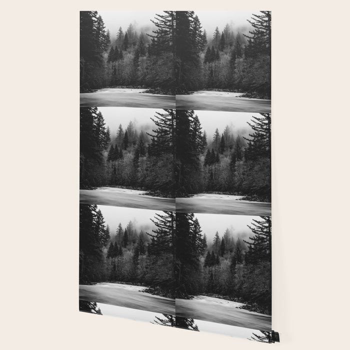 Pacific Northwest River - Black and White Nature Photography Wallpaper Gallery Image 2