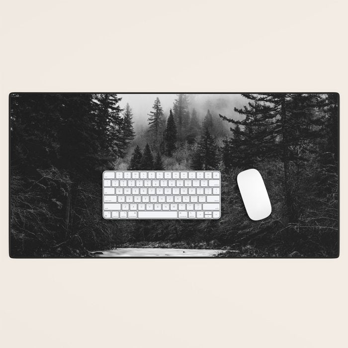 Pacific Northwest River - Black and White Nature Photography Desk Mat Gallery Image 1