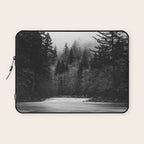 Pacific Northwest River - Black and White Nature Photography Laptop Sleeve Gallery Image 1