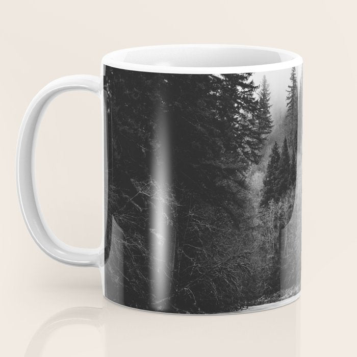 Pacific Northwest River - Black and White Nature Photography Coffee Mug Gallery Image 3