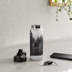 Pacific Northwest River - Black and White Nature Photography Water Bottle Gallery Image 4