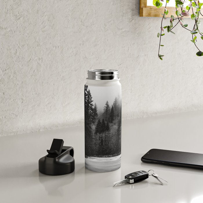 Pacific Northwest River - Black and White Nature Photography Water Bottle Gallery Image 4