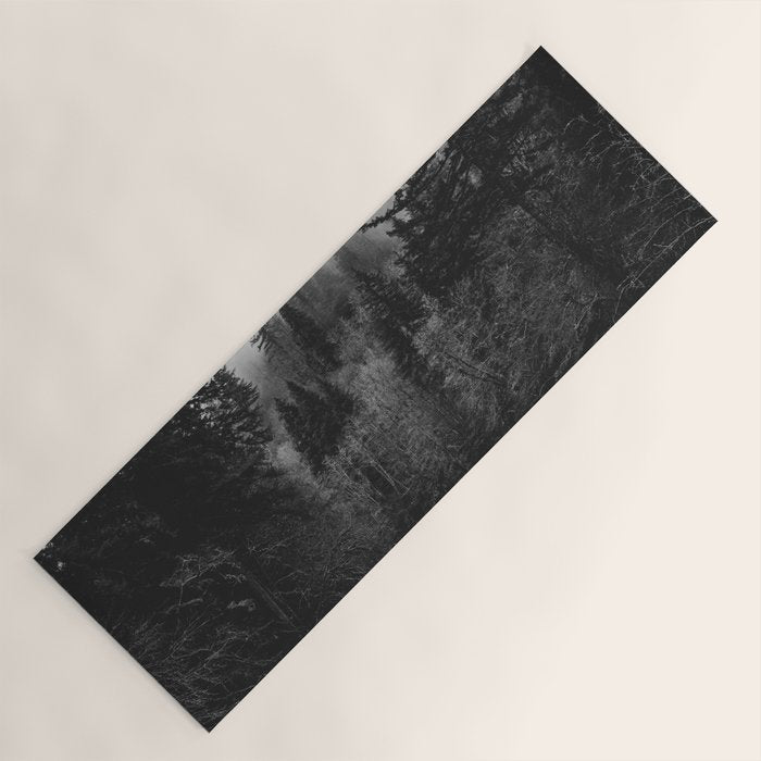 Pacific Northwest River - Black and White Nature Photography Yoga Mat Gallery Image 1