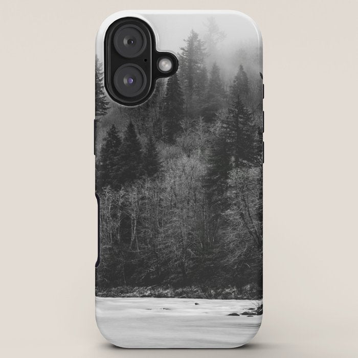 Pacific Northwest River - Black and White Nature Photography iPhone Case Gallery Image 5