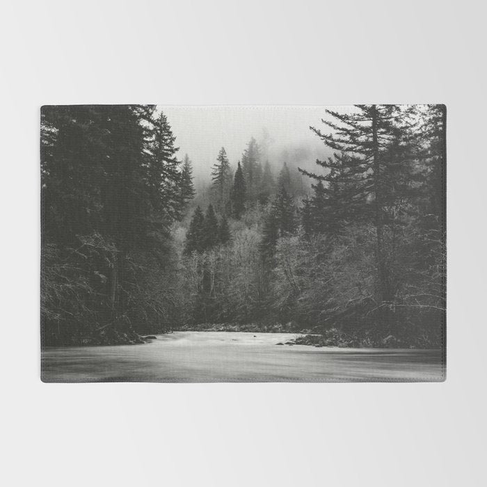 Pacific Northwest River - Black and White Nature Photography Rug Gallery Image 2