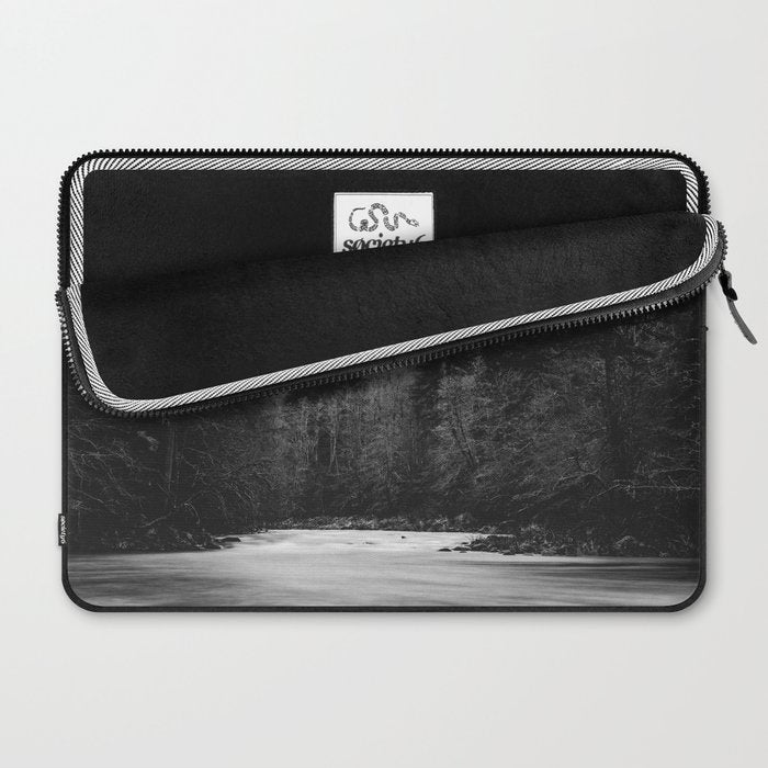 Pacific Northwest River - Black and White Nature Photography Laptop Sleeve Gallery Image 2
