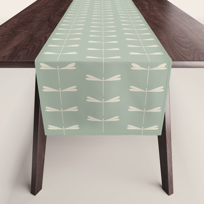 Dragonfly Pattern V Sage Green Table Runner Gallery Image 1