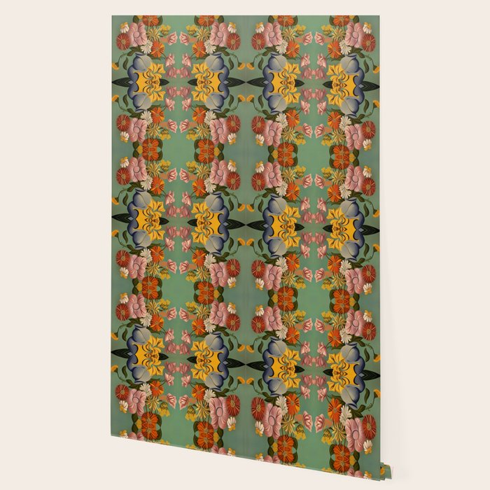 Quirky Abstract Vintage Retro Floral Wallpaper Gallery Image 2