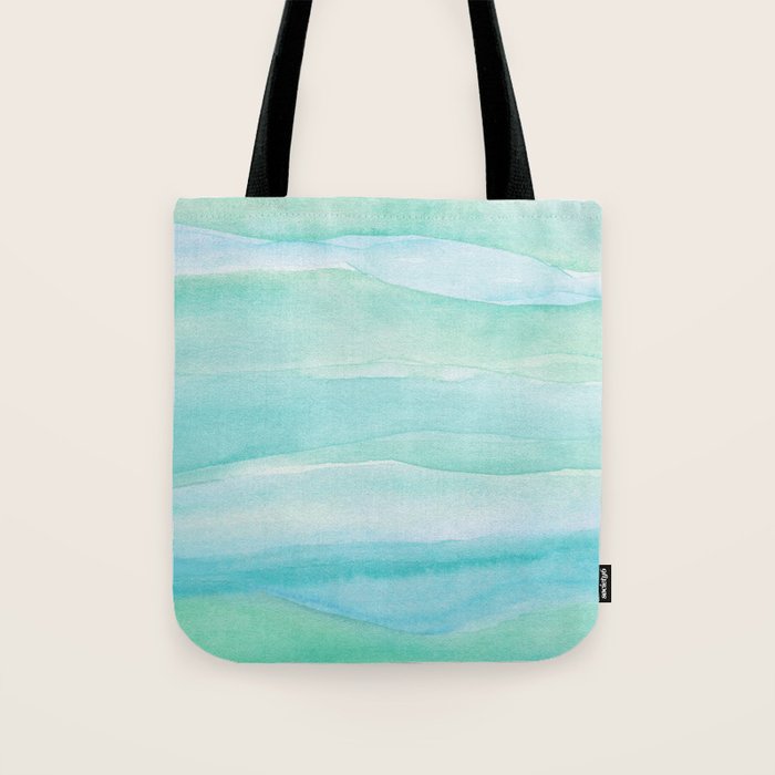 Ocean Layers - Blue Green Watercolor Tote Bag Gallery Image 1