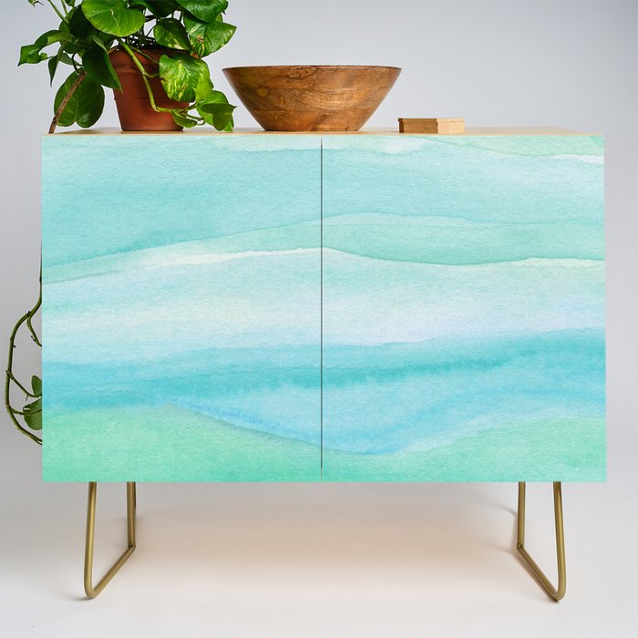 Ocean Layers - Blue Green Watercolor Credenza Gallery Image 1