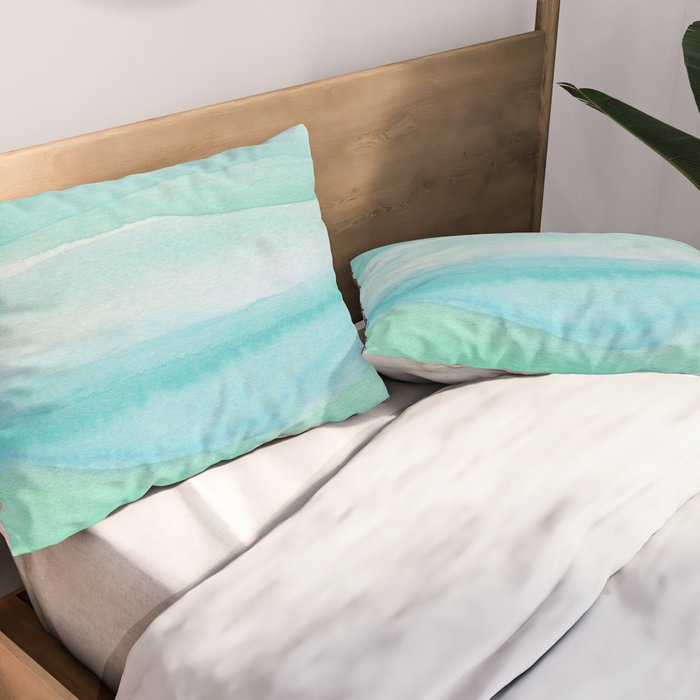 Ocean Layers - Blue Green Watercolor Pillow Sham Gallery Image 2