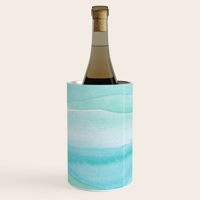 Ocean Layers - Blue Green Watercolor Wine Chiller Gallery Image 1