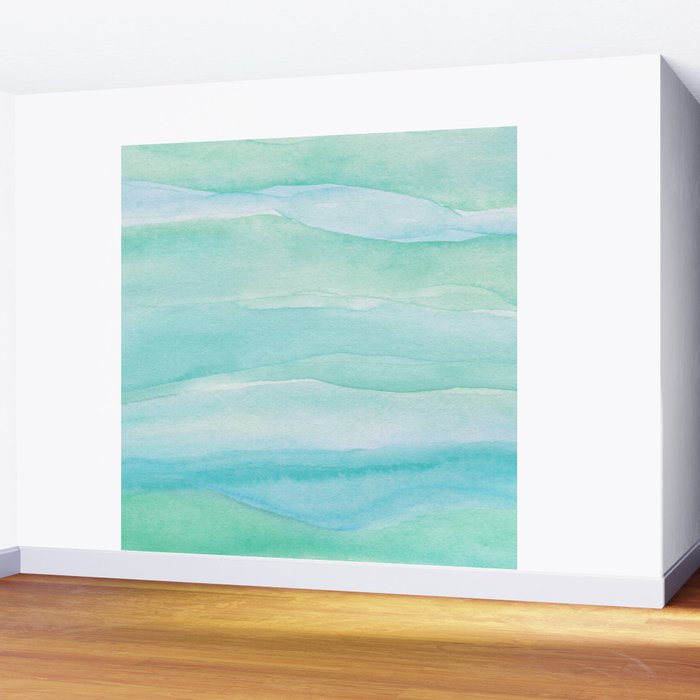 Ocean Layers - Blue Green Watercolor Wall Mural Gallery Image 2