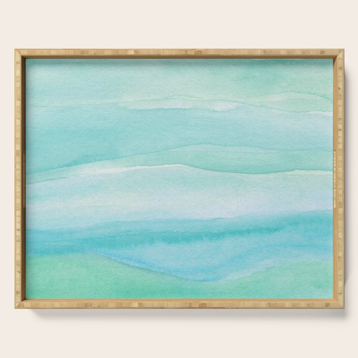 Ocean Layers - Blue Green Watercolor Serving Tray Gallery Image 1
