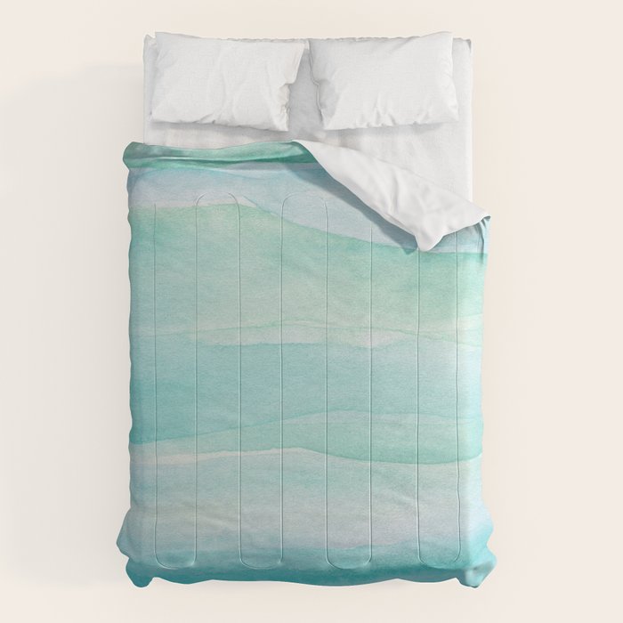 Ocean Layers - Blue Green Watercolor Comforter Gallery Image 6