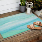 Ocean Layers - Blue Green Watercolor Outdoor Rug Gallery Image 2