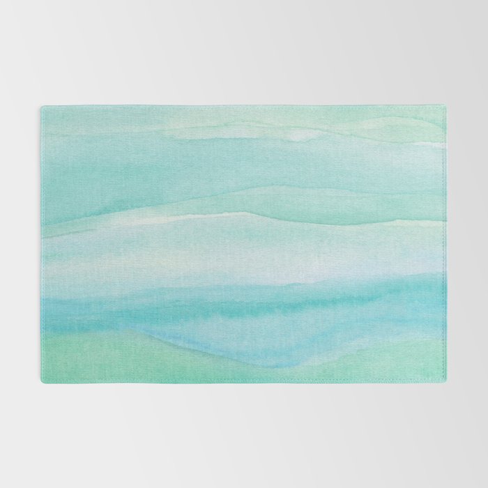 Ocean Layers - Blue Green Watercolor Rug Gallery Image 2