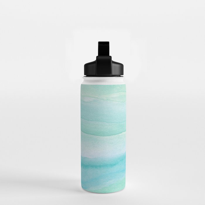 Ocean Layers - Blue Green Watercolor Water Bottle Gallery Image 2