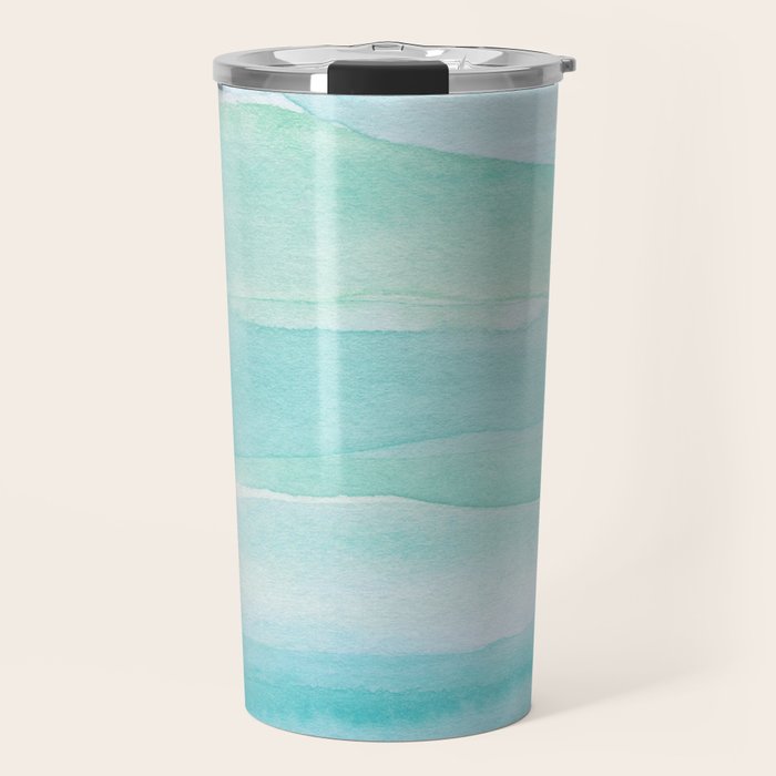 Ocean Layers - Blue Green Watercolor Travel Mug Gallery Image 1