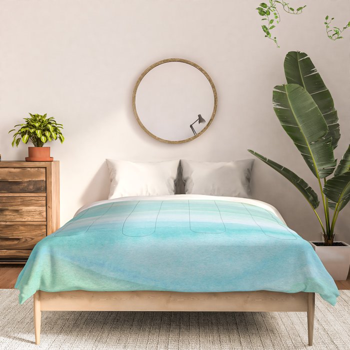 Ocean Layers - Blue Green Watercolor Comforter Gallery Image 3
