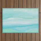 Ocean Layers - Blue Green Watercolor Outdoor Rug Gallery Image 1