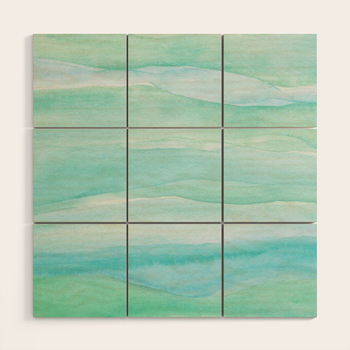 Ocean Layers - Blue Green Watercolor Wood Wall Art Gallery Image 1