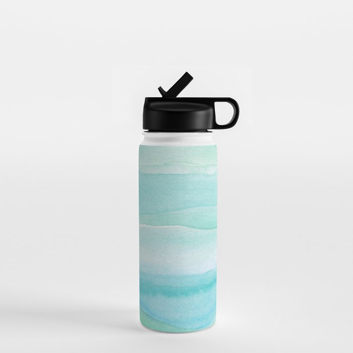 Ocean Layers - Blue Green Watercolor Water Bottle Gallery Image 1