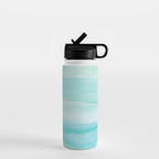 Ocean Layers - Blue Green Watercolor Water Bottle Gallery Image 1
