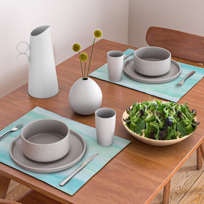 Ocean Layers - Blue Green Watercolor Placemat Gallery Image 2