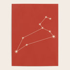 Leo Zodiac Star Constellation Line Art Red Poster Gallery Image 4