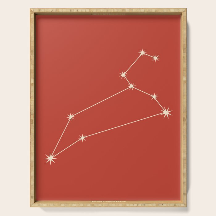 Leo Zodiac Star Constellation Line Art Red Serving Tray Gallery Image 1
