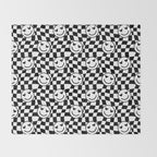 Black and white love eye face checkered pattern Throw Blanket Gallery Image 2