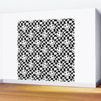 Black and white love eye face checkered pattern Wall Mural Gallery Image 2