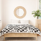 Black and white love eye face checkered pattern Duvet Cover Gallery Image 3