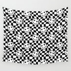 Black and white love eye face checkered pattern Wall Tapestry Gallery Image 4