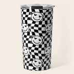 Black and white love eye face checkered pattern Travel Mug Gallery Image 1