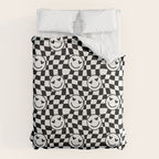 Black and white love eye face checkered pattern Duvet Cover Gallery Image 6