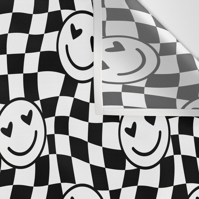 Black and white love eye face checkered pattern Wall Tapestry Gallery Image 3